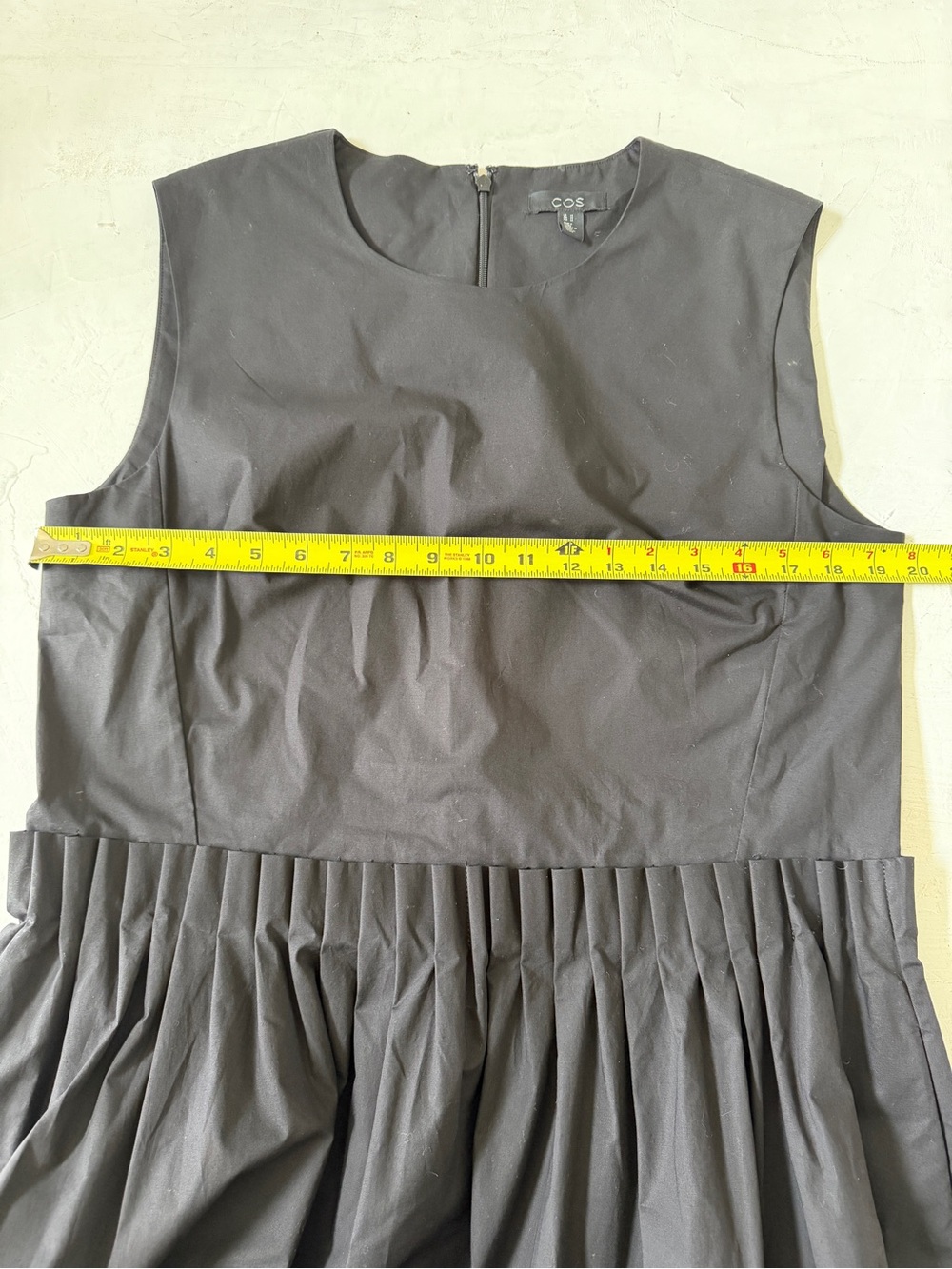 COS Flared Cotton Black Pleated Dress Size 14 - Picture 7 of 9